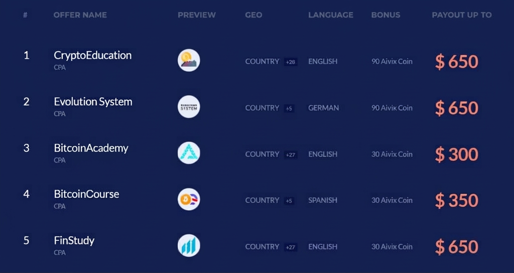 Aivix crypto affiliate program offers