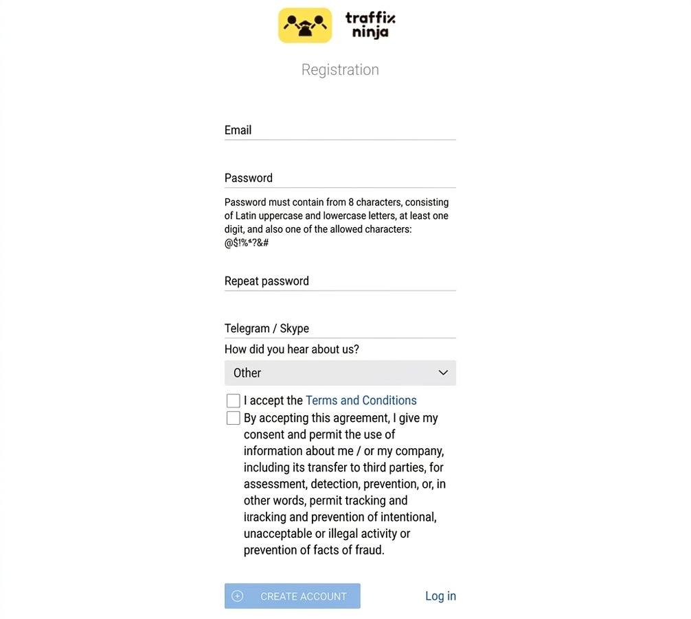 Traffix Ninja Registration