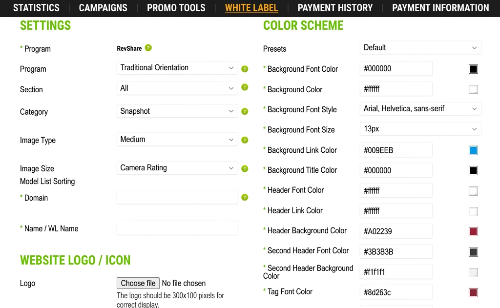 WhiteLabel webcam affiliate program