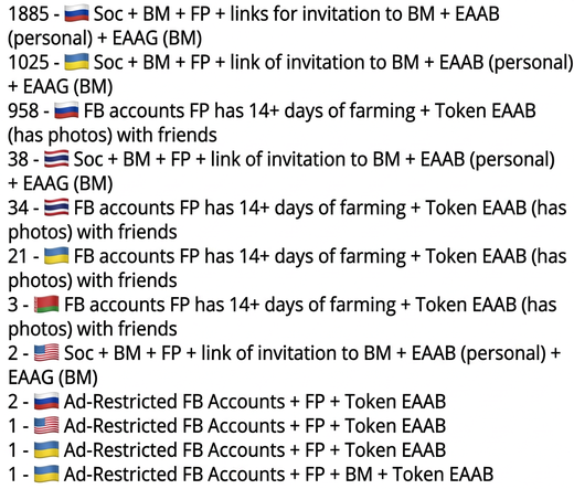 farmed Facebook accounts