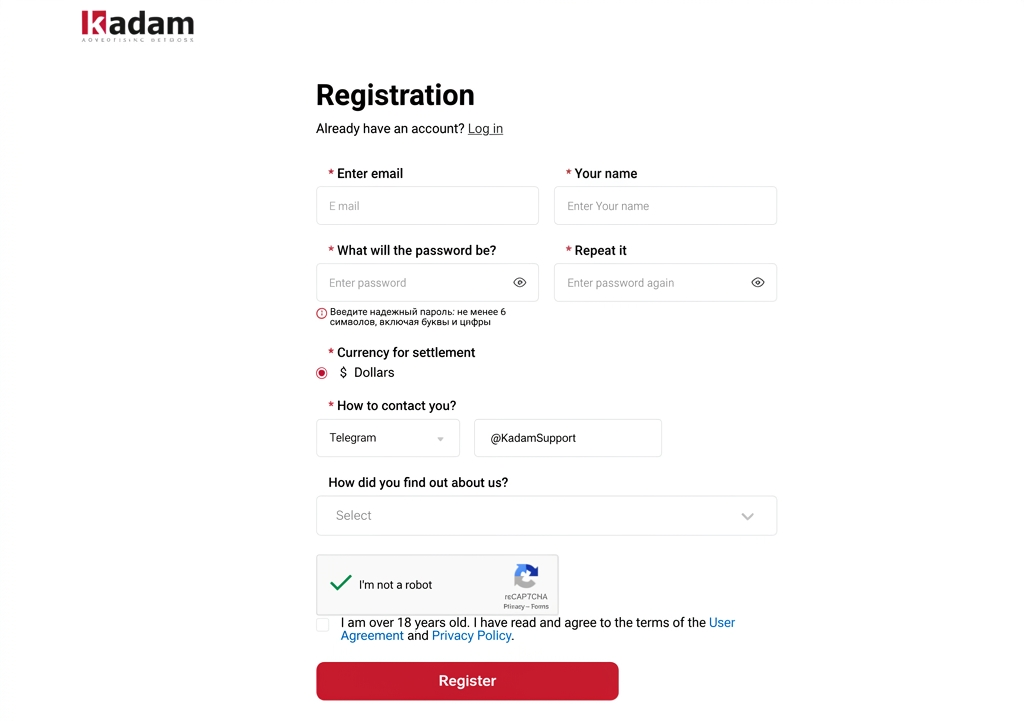Kadam registration