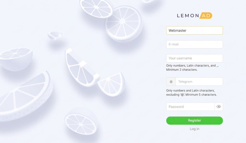 Sign up for Lemonad affiliate network