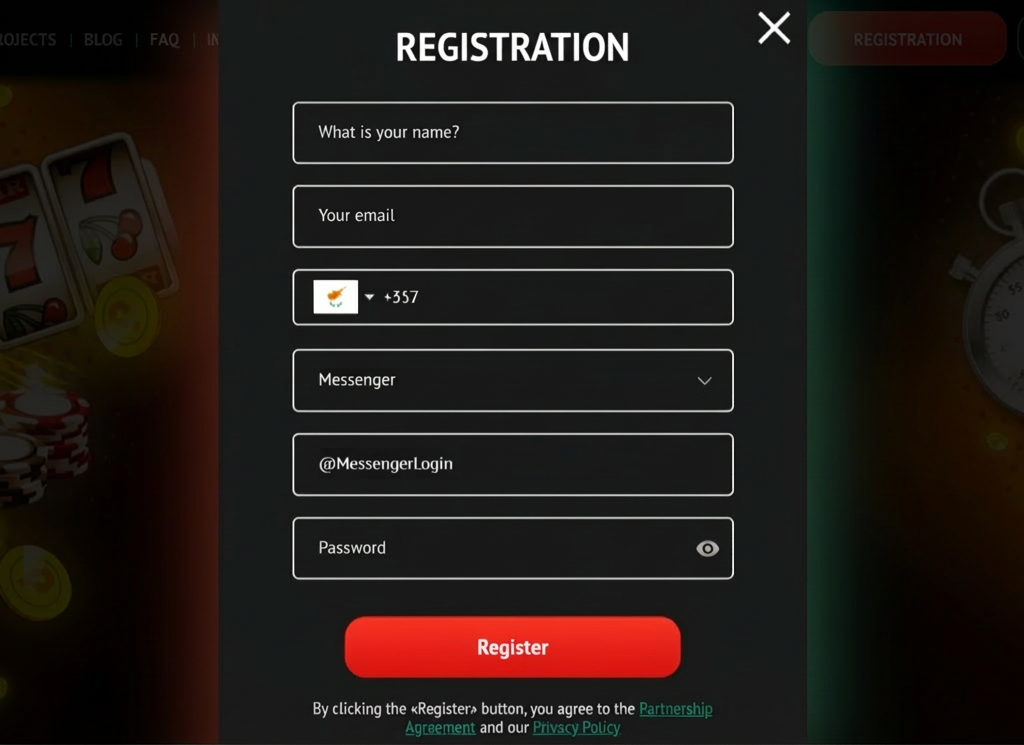 PIN-UP Partners registration