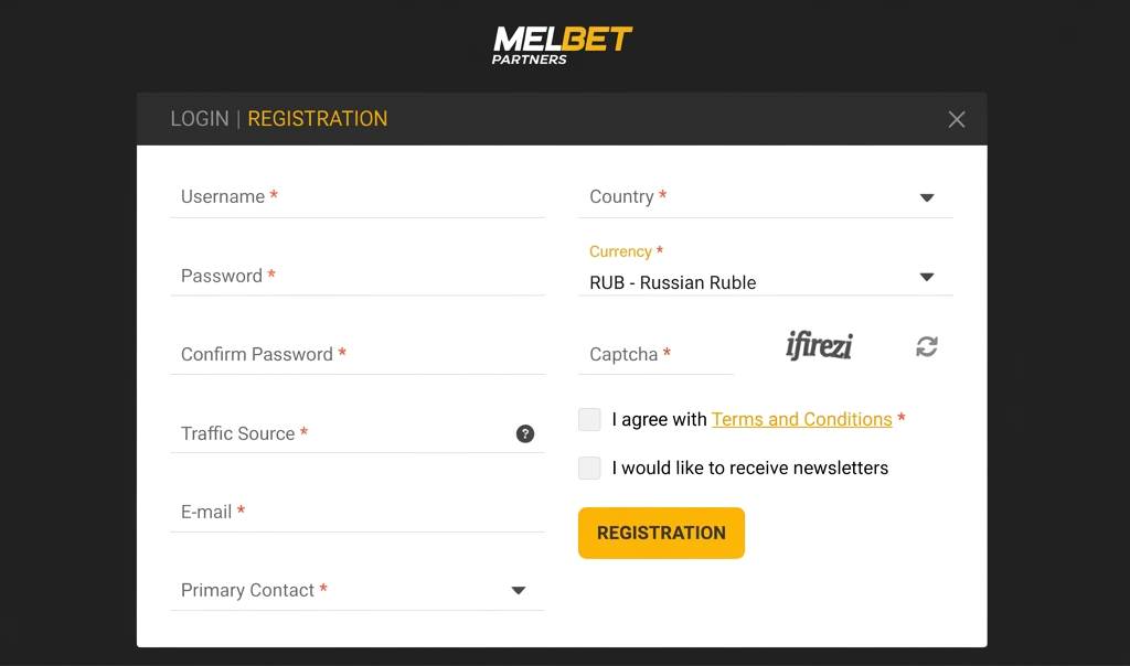 Melbet Partners registration