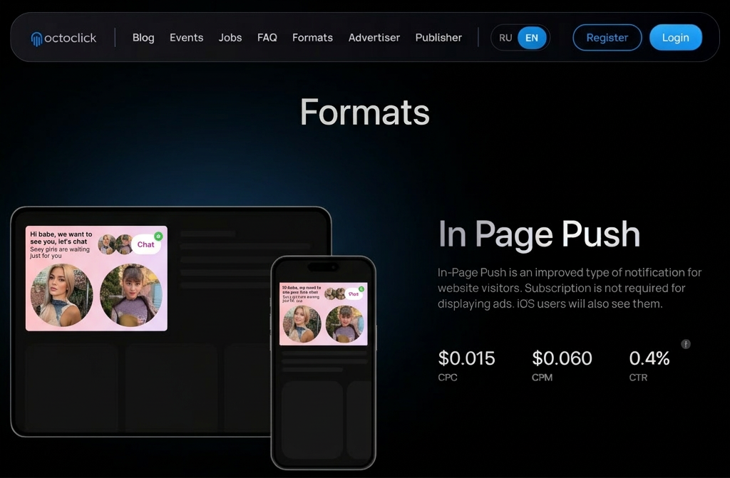 OctoClick ad network formats
