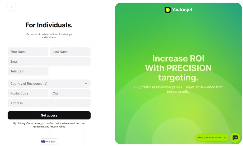Youtarget registration