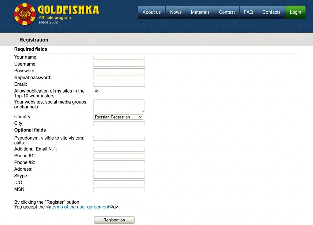 Goldfishka Partners Registration