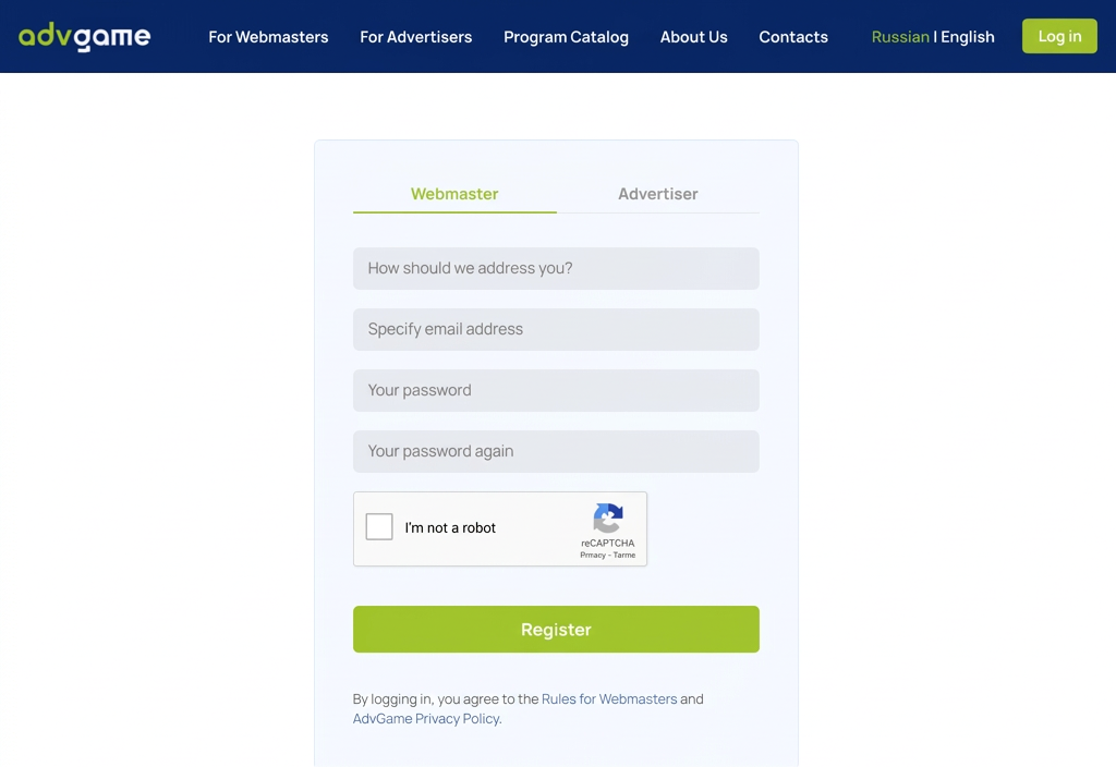 AdvGame Registration