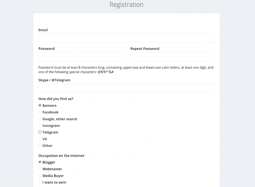 FBS-Affiliate Registration